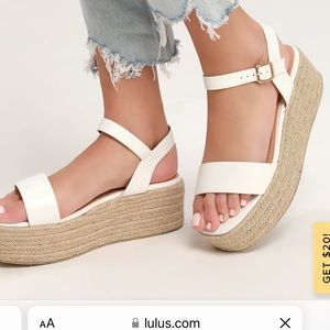 Corsa white espadrille flat form sandals